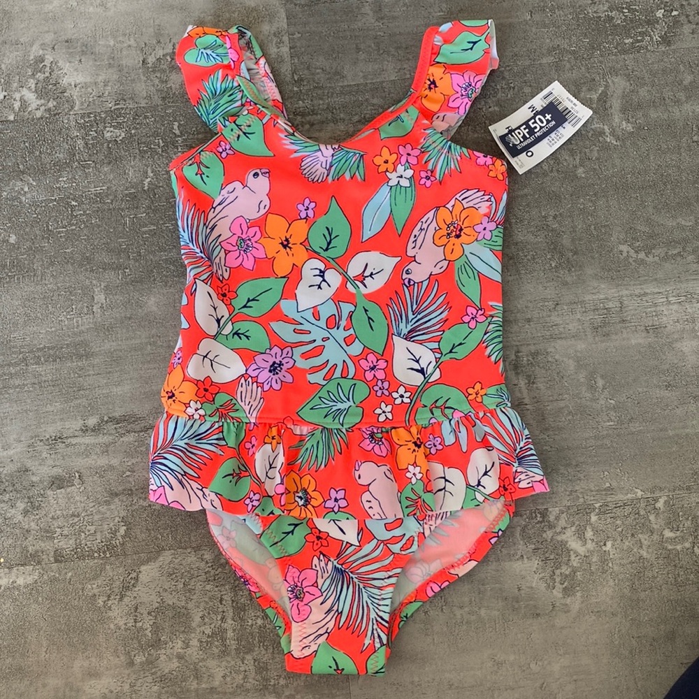 NWT Fun patterned girls bathing suit 24 months Oshkosh